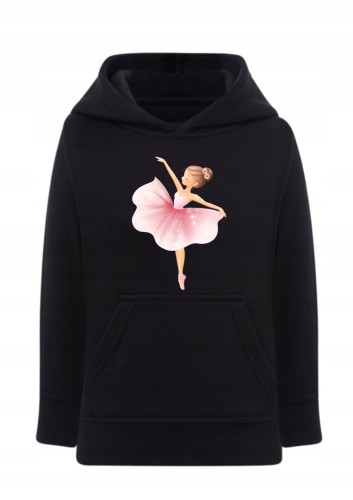 Bluza z baletnicą dla dziewczynki Bluza z kapturem motyw tańca balet Urocze hoodie z grafiką tancerka Bluza typu kangurka dla małej baletnicy Prezent dla dziecka fana baletu i tańca Wygodna bluza dziecięca z nadrukiem tutu