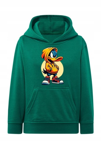 Bluza z kaczką dla chłopca / dziewczynki Bluza z kapturem streetwear kaczka Hoodie z nadrukiem kaczka w sneakersach Bluza typu kangurka z grafiką komiksową Prezent dla nastolatka fana hip-hopu Wygodna bluza dziecięca / młodzieżowa stylowy nadruk