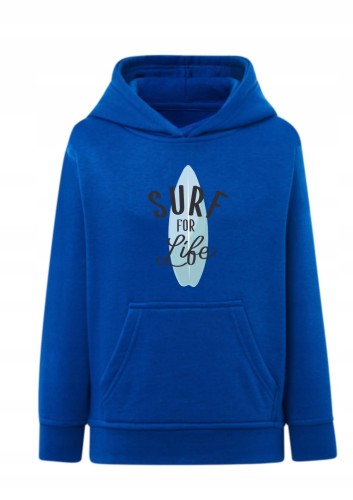 Bluza z deską surfingową Surf for Life Bluza z kapturem motyw morski surfing Hoodie z nadrukiem dla surfera Bluza typu kangurka z napisem Surf Prezent dla miłośnika sportów wodnych Modna bluza dziecięca / młodzieżowa wakacyjna