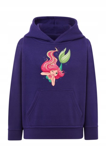 Bluza z syrenką dla dziewczynki Bluza z kapturem urocza syrena Hoodie z nadrukiem morska opowieść Bluza typu kangurka z grafiką syrenka serce Prezent dla dziecka fana syren i magii Wygodna bluza dziecięca z nadrukiem syrenka