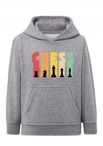 Bluza szachowa z kapturem Chess Bluza z figurami szachowymi retro Hoodie dla szachisty królewska gra Bluza typu kangurka z napisem Chess Prezent dla fana szachów i strategii Modna bluza dziecięca / młodzieżowa szachy