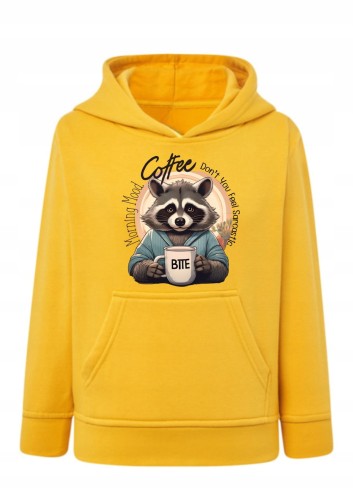 Bluza z szopem i kawą Morning Mood Bluza z kapturem Coffee Don't You Feel Sarcastic Hoodie z nadrukiem szop pracz w szlafroku Bluza typu kangurka dla miłośnika kawy Prezent dla osoby sarkastycznej szop Modna bluza z zabawnym napisem o poranku