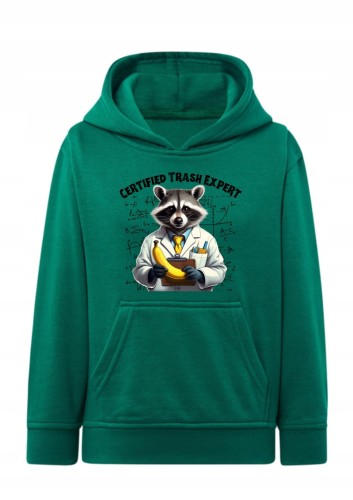 Bluza z szopem praczem Certified Trash Expert Bluza z kapturem memy śmieszny szop Hoodie z nadrukiem szop naukowiec Bluza typu kangurka z zabawnym napisem Prezent dla fana szopów i humoru Modna bluza dziecięca / młodzieżowa trash panda