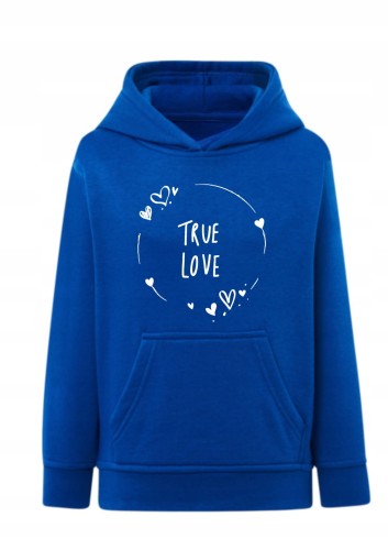 Bluza z napisem True Love serca Minimalistyczna bluza z kapturem z nadrukiem Urocze hoodie z motywem miłości Bluza typu kangurka dla dziewczynki / kobiety Prezent dla bliskiej osoby True Love Wygodna bluza z grafiką serca i napisami