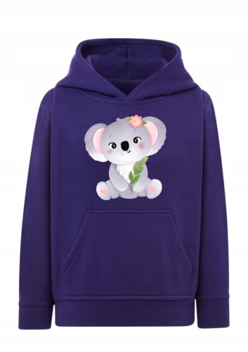 Bluza z koalą dziecięca koala Bluza z kapturem uroczy miś koala Hoodie z nadrukiem zwierzątka egzotyczne Bluza typu kangurka z grafiką koala kwiatek Prezent dla dziecka fana koali Wygodna bluza dziecięca z nadrukiem zwierząt