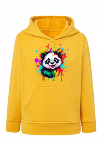 Bluza z pandą kolorowy nadruk Bluza z kapturem graffiti panda Hoodie z motywem zwierzęcym artystyczna Bluza typu kangurka panda tęczowa Prezent dla miłośnika pand i kolorów Bluza z grafiką splatter art panda