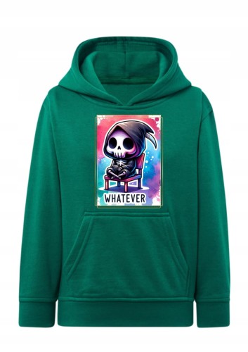 Bluza z napisem Whatever Bluza Grim Reaper kostucha śmieszna Hoodie z nadrukiem Śmierć kawaii Bluza typu kangurka alternatywna Prezent dla nastolatka z humorem Bluza z grafiką mroczna postać żniwiarz