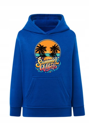 Bluza Summer Vibes z kapturem Bluza z palmami zachód słońca Hoodie z nadrukiem wakacyjnym Bluza typu kangurka z motywem lato Prezent dla podróżnika fana tropików Stylowa bluza z grafiką retro palmy