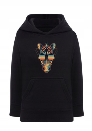 Bluza z zebrą w okularach Bluza z nadrukiem retro zebra Kolorowa grafika zwierząt hoodie Bluza typu kangurka z kapturem Prezent dla nastolatka stylowy nadruk Modna bluza z motywem zwierzęcym