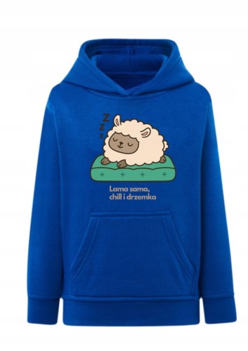 Bluza z lamą dla dzieci Lama sama chill i drzemka Bluza z kapturem śpiąca lama napisy Urocze hoodie z grafiką lama na poduszce Bluza typu kangurka dla fana drzemek i spania Prezent dla dziecka fana lam i słodkich wzorów