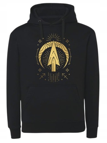 bluza zodiak strzelec, hoodie znak zodiaku, prezent dla strzelca, bluza z astrologicznym nadrukiem, wygodna kangurka, odzież z motywem gwiazd, bluza z kapturem strzelec, prezent urodzinowy zodiak, bluza cosmic archer, stylowy nadruk zodiakalny