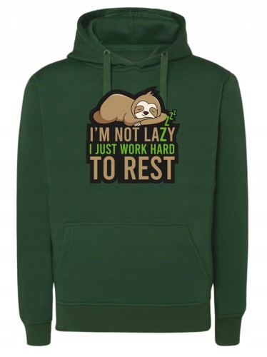 bluza z leniwcem, śmieszna bluza z nadrukiem, bluza z kapturem męska damska, prezent dla leniucha, odzież lifestylowa, wygodna kangurka, bluza z napisem, motyw leniwca, casualowa bluza z grafiką, bluza na prezent
