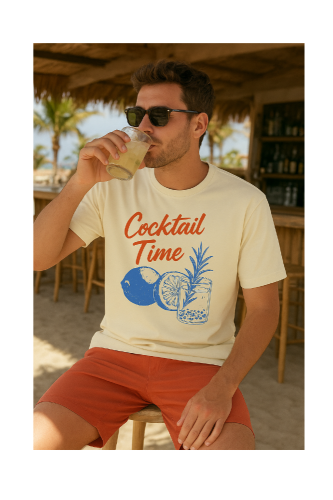 T-shirt oversize coctail time waniliowy