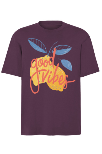 T-shirt good vibes śliwkowy