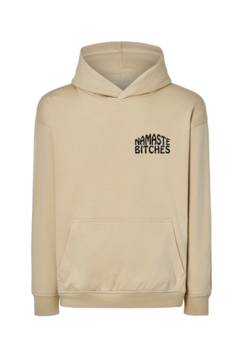 Waniliowa bluza oversize z nadrukiem na piersi Namaste Bitches