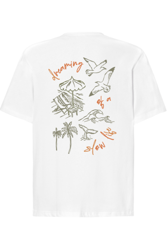 t-shirt oversize dreaming of a slow life biały