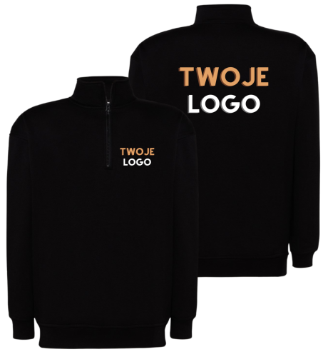 Bluza męska JHK z półzamkiem i wysokim kołnierzem z logo firmy