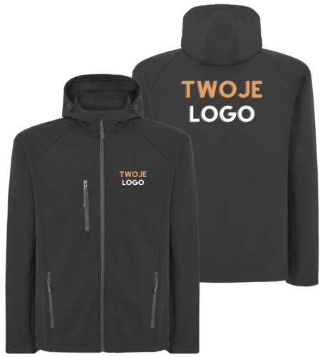 Kurtka softshell z kapturem męska z logo firmy