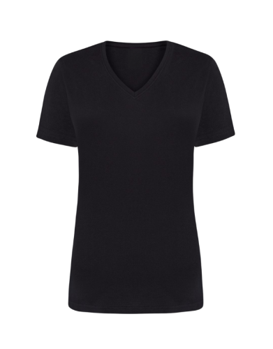 T-shirt damski z dekoltem w serek z logo firmy