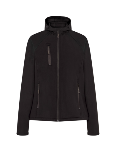 Kurtka softshell z kapturem damska z logo firmy