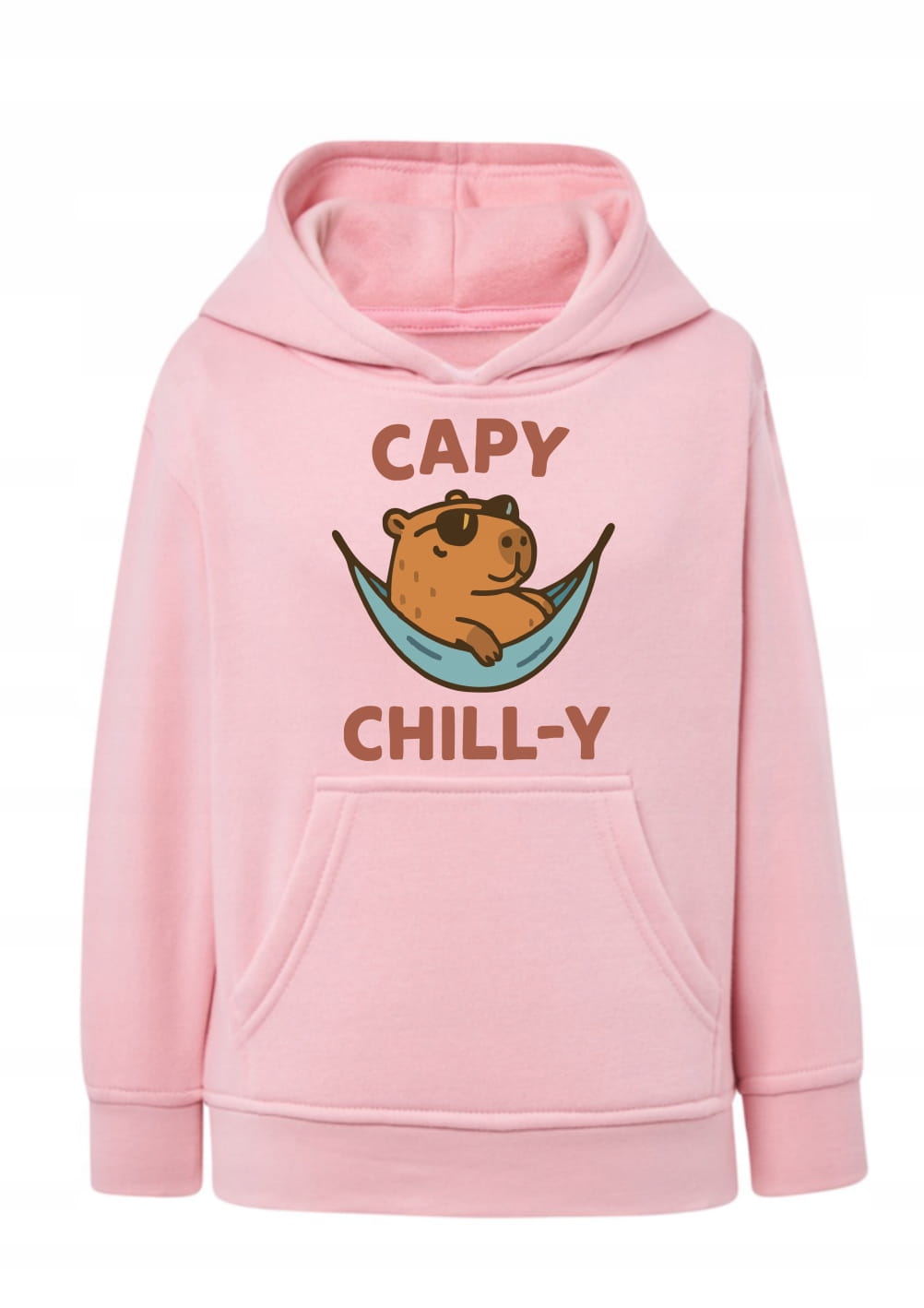 Bluza z kapibarą Capy Chill-y Bluza z kapturem kapibara w hamaku Hoodie z nadrukiem śmieszna kapibara w okularach Bluza typu kangurka z motywem relaksu Prezent dla fana kapibar i chillu Modna bluza dziecięca / młodzieżowa kapibara odpoczywa