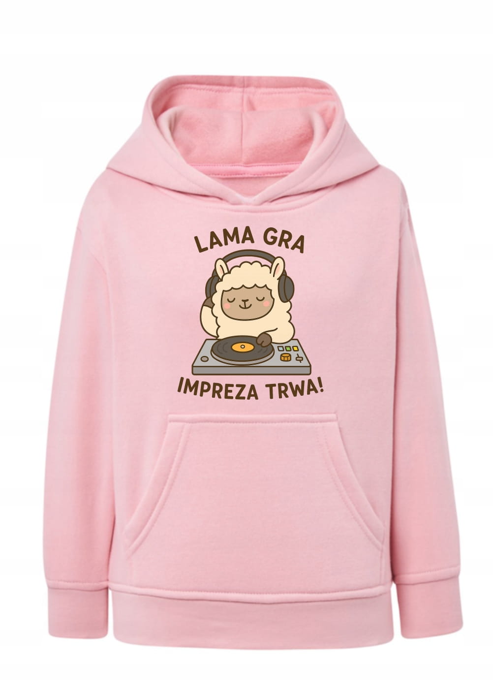 Bluza z lamą dla dzieci Lama gra impreza trwa Bluza z kapturem muzyczna lama DJ Urocze hoodie z grafiką lama w słuchawkach Bluza typu kangurka na urodziny i imprezę Prezent dla dziecka fana lam i muzyki