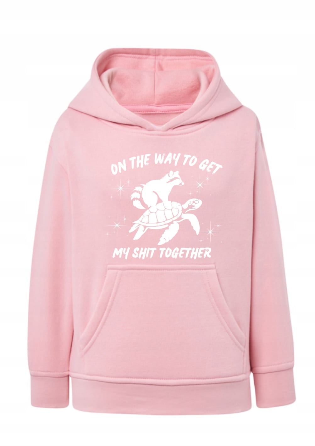 bluza dziecięca, hoodie z kapturem, szop pracz, żółw, zabawna bluza, śmieszny nadruk, szop na żółwiu, prezent dla dziecka, bawełna z recyklingiem, dystans do siebie, humorystyczna grafika, odzież codzienna, śmieszny napis