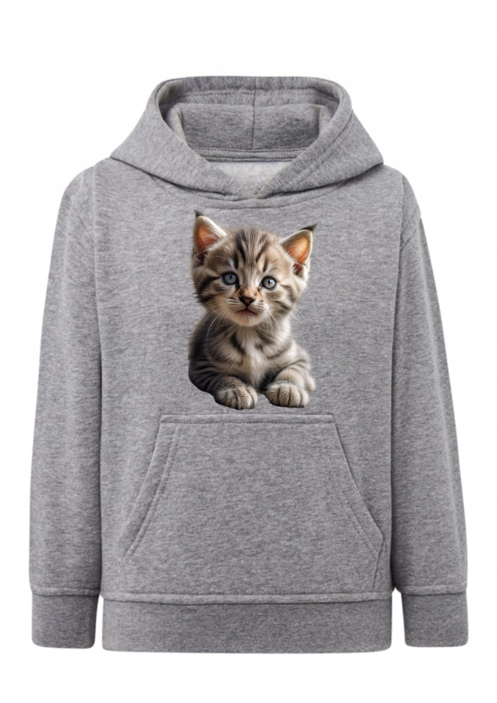 Bluza z kotkiem dziecięca mały kot Bluza z kapturem realistyczny nadruk kot Hoodie z grafiką zwierzątka dla dziewczynki i chłopca Bluza typu kangurka z małym kotkiem Prezent dla miłośnika kotów kociara Wygodna bluza dziecięca z nadrukiem zwierząt
