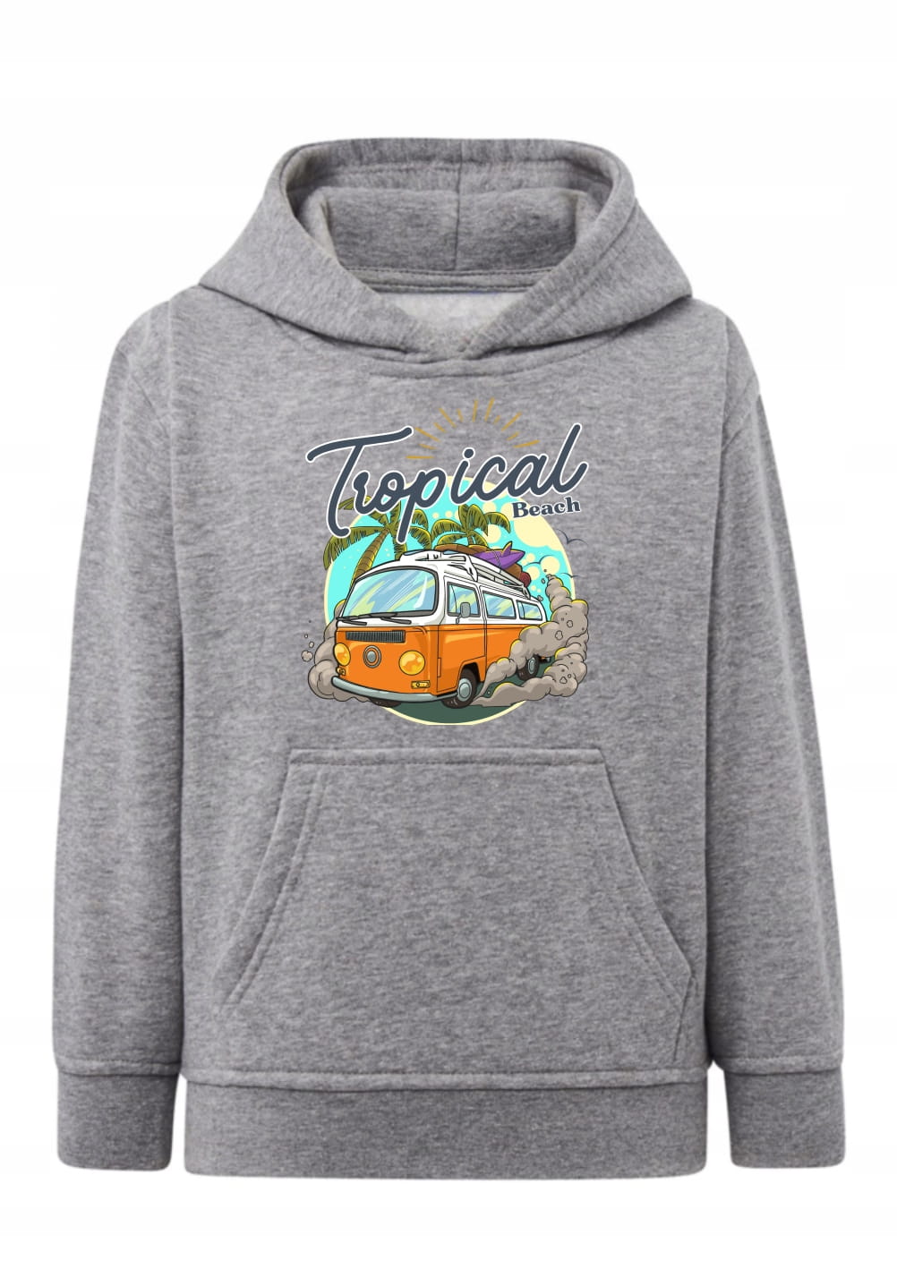 Bluza z samochodem retro van ogórek Bluza z kapturem Tropical Beach surfing Hoodie z nadrukiem wakacyjnym i palmami Bluza typu kangurka z motywem podróży Prezent dla miłośnika kempingu i vana Wygodna bluza z grafiką auto surfingowe