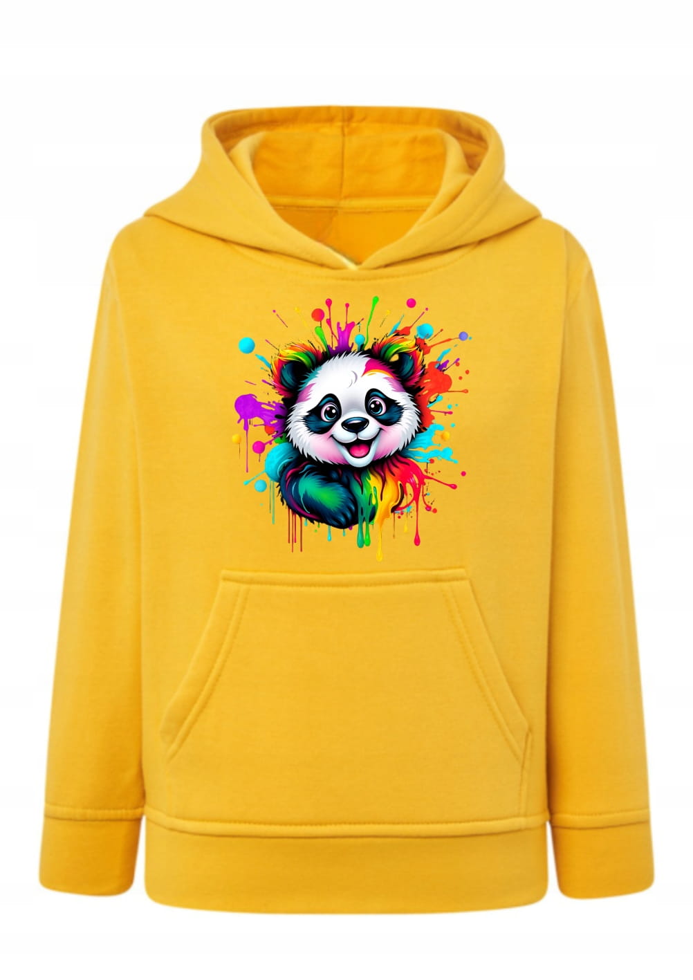 Bluza z pandą kolorowy nadruk Bluza z kapturem graffiti panda Hoodie z motywem zwierzęcym artystyczna Bluza typu kangurka panda tęczowa Prezent dla miłośnika pand i kolorów Bluza z grafiką splatter art panda