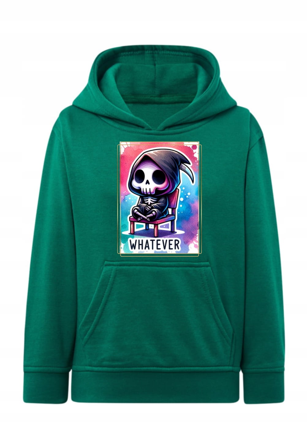 Bluza z napisem Whatever Bluza Grim Reaper kostucha śmieszna Hoodie z nadrukiem Śmierć kawaii Bluza typu kangurka alternatywna Prezent dla nastolatka z humorem Bluza z grafiką mroczna postać żniwiarz