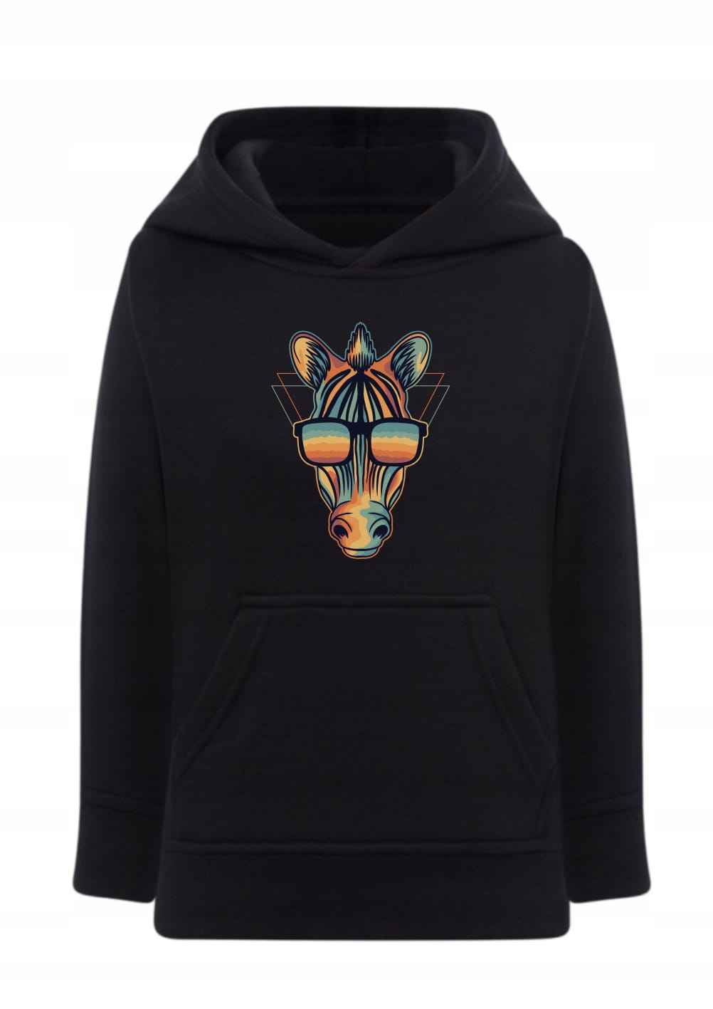 Bluza z zebrą w okularach Bluza z nadrukiem retro zebra Kolorowa grafika zwierząt hoodie Bluza typu kangurka z kapturem Prezent dla nastolatka stylowy nadruk Modna bluza z motywem zwierzęcym