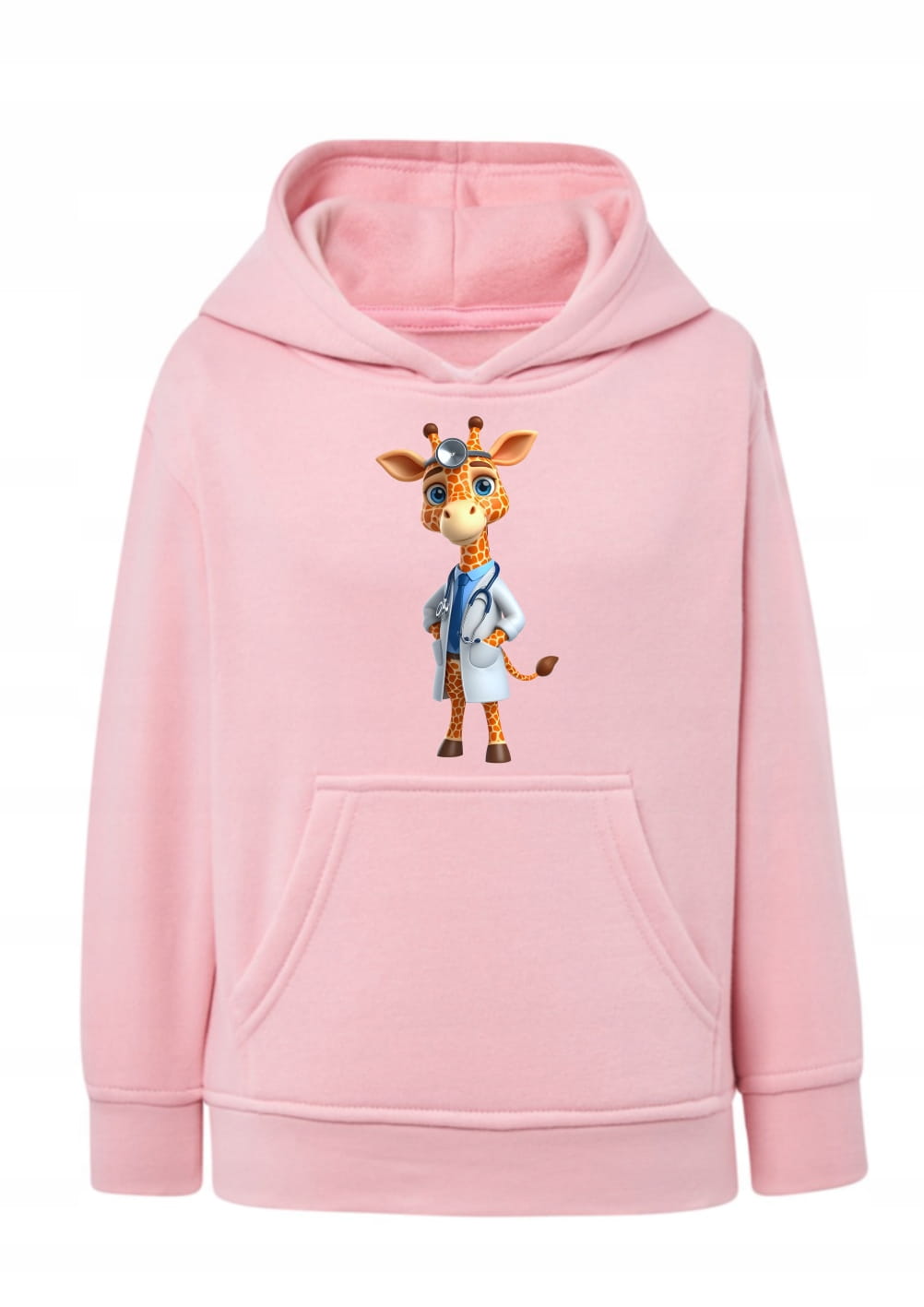 Bluza z żyrafą dla dziewczynki Różowa bluza z kapturem dziecięca Śmieszna bluza z nadrukiem zwierząt Bluza żyrfka lekarz / doktor Prezent dla miłośnika żyraf Bluza typu kangurka różowa