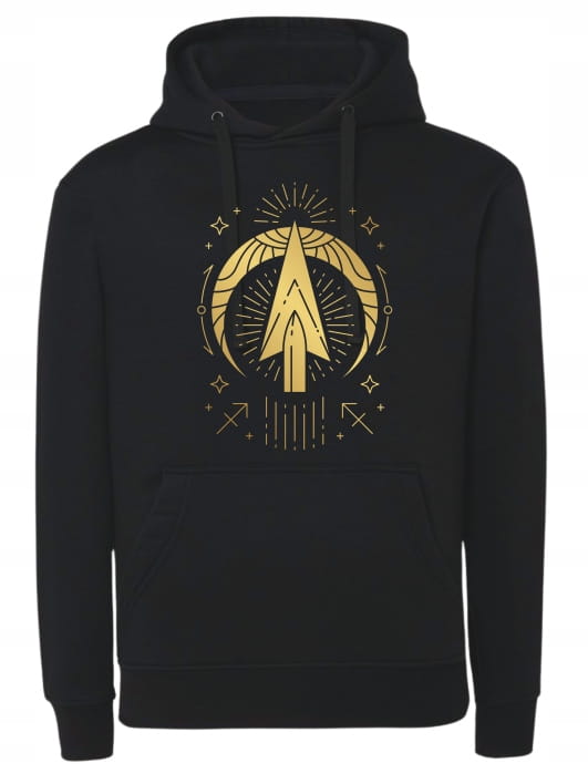 bluza zodiak strzelec, hoodie znak zodiaku, prezent dla strzelca, bluza z astrologicznym nadrukiem, wygodna kangurka, odzież z motywem gwiazd, bluza z kapturem strzelec, prezent urodzinowy zodiak, bluza cosmic archer, stylowy nadruk zodiakalny