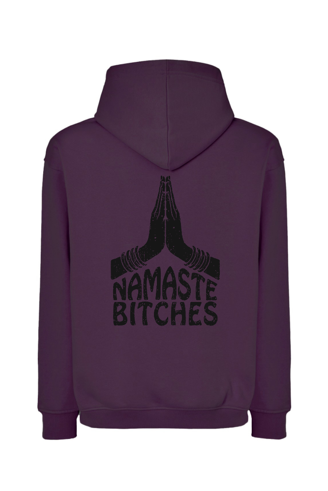 Śliwkowa bluza oversize z nadrukiem na plecach Namaste Bitches