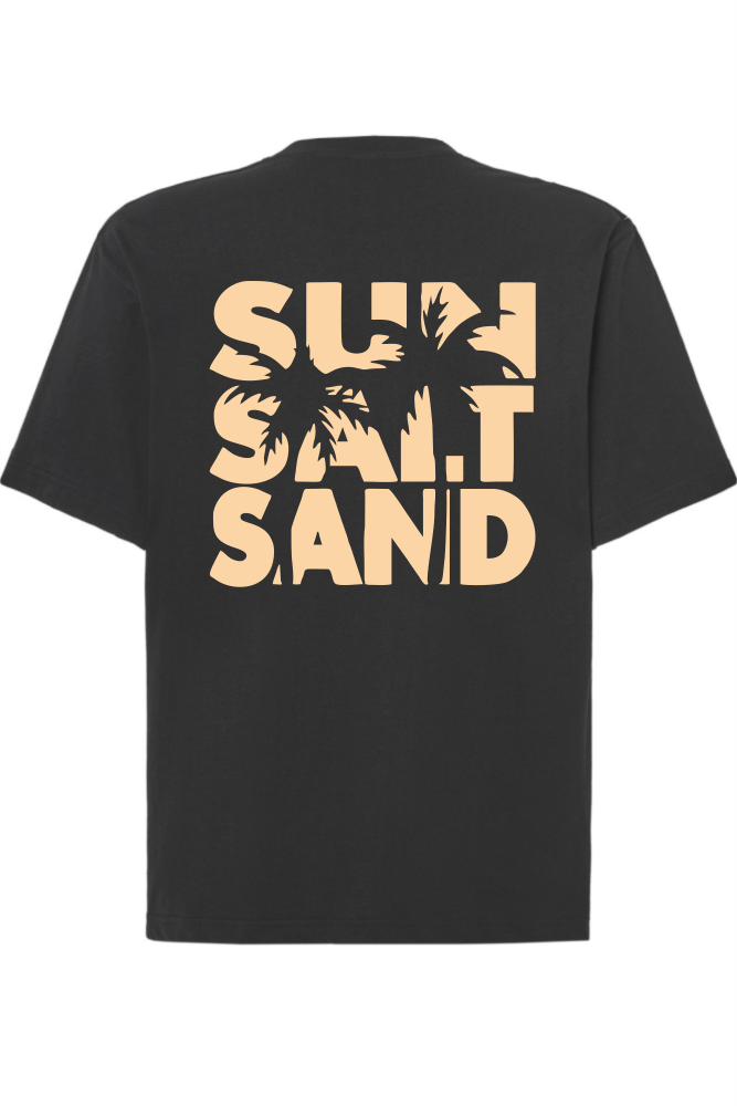 T-shirt z napisem na plecach SUN SALT SAND czarny