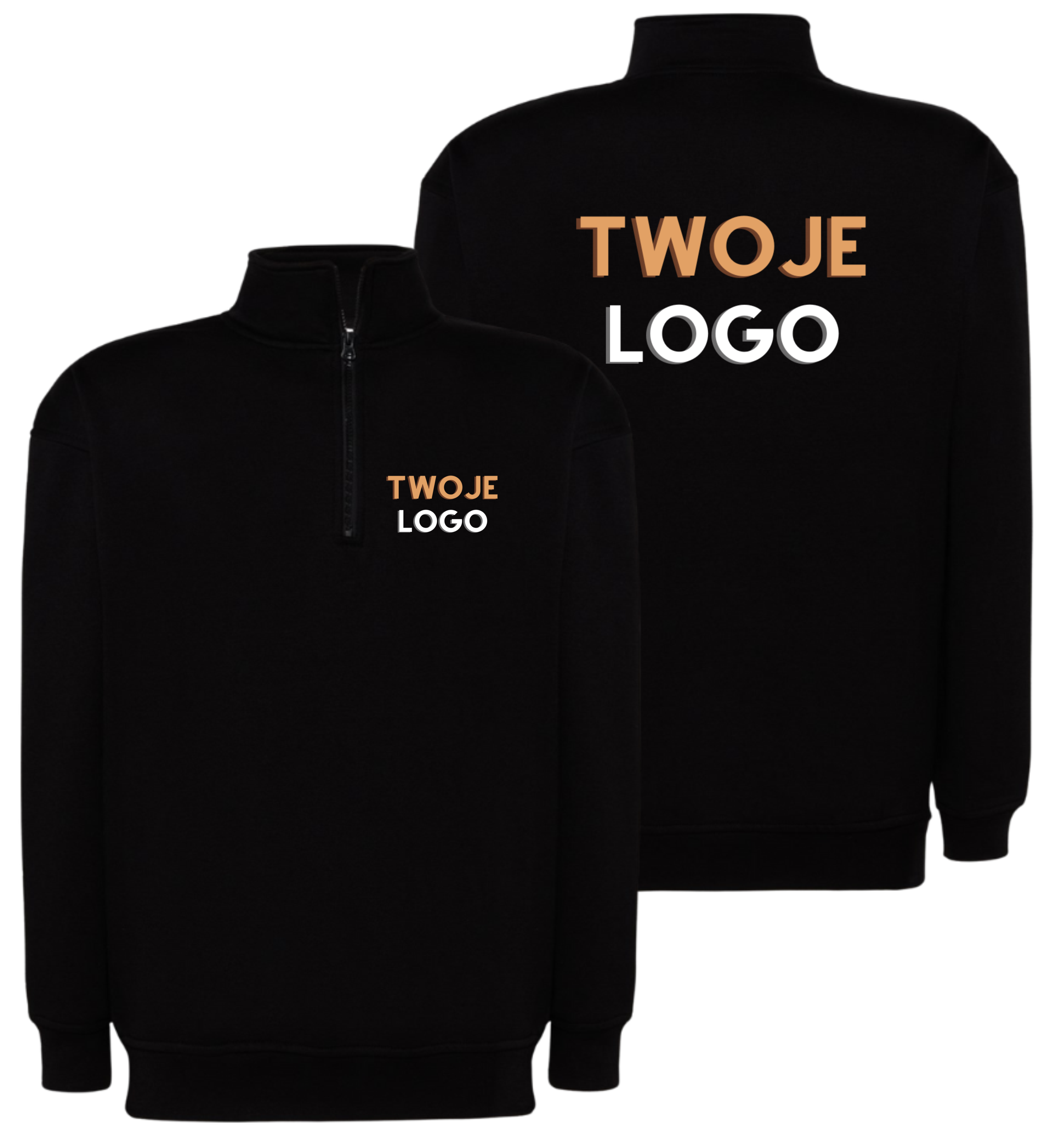 Bluza męska JHK z półzamkiem i wysokim kołnierzem z logo firmy