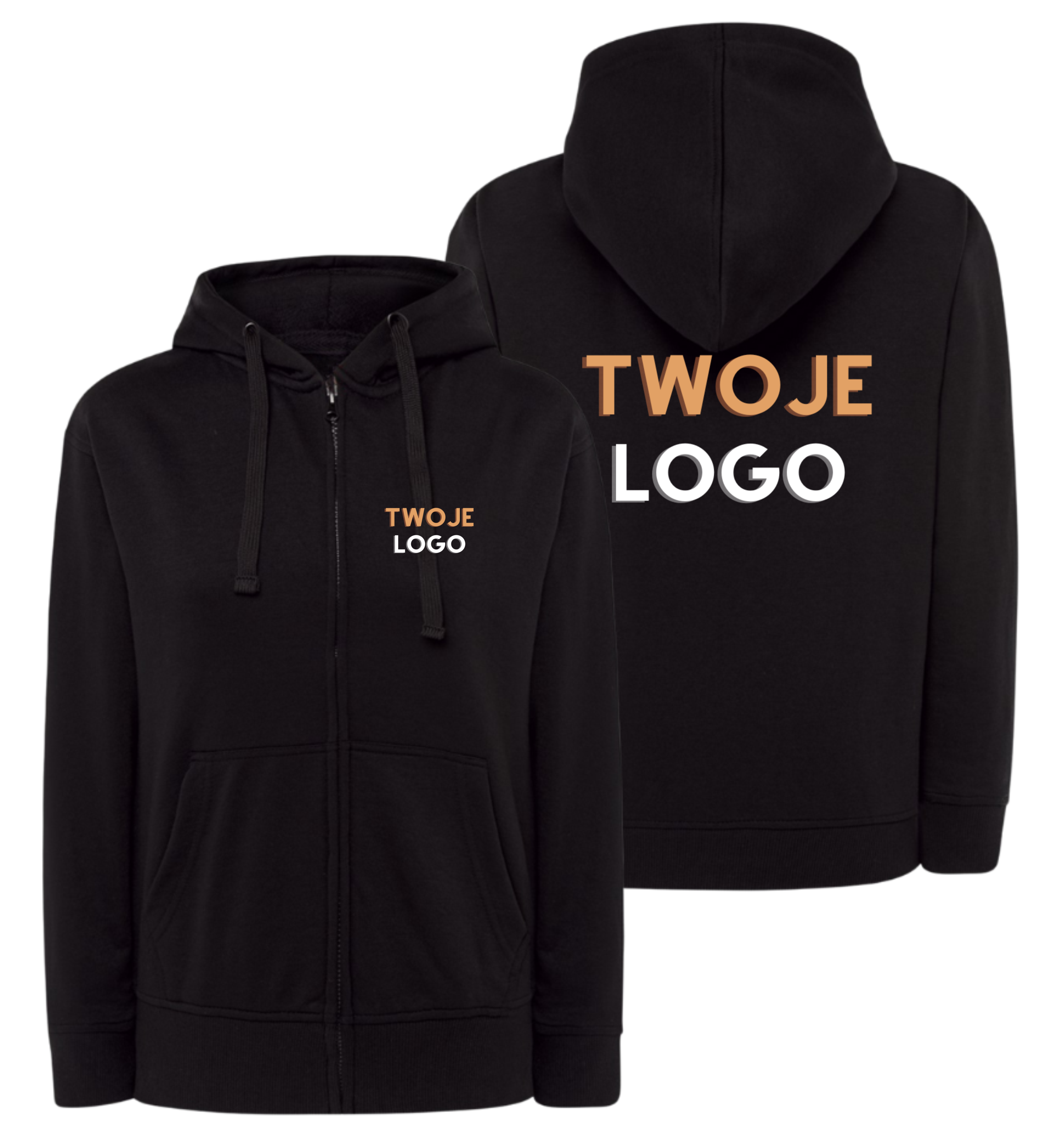 Bluza rozpinana damska z kapturem z logo firmy