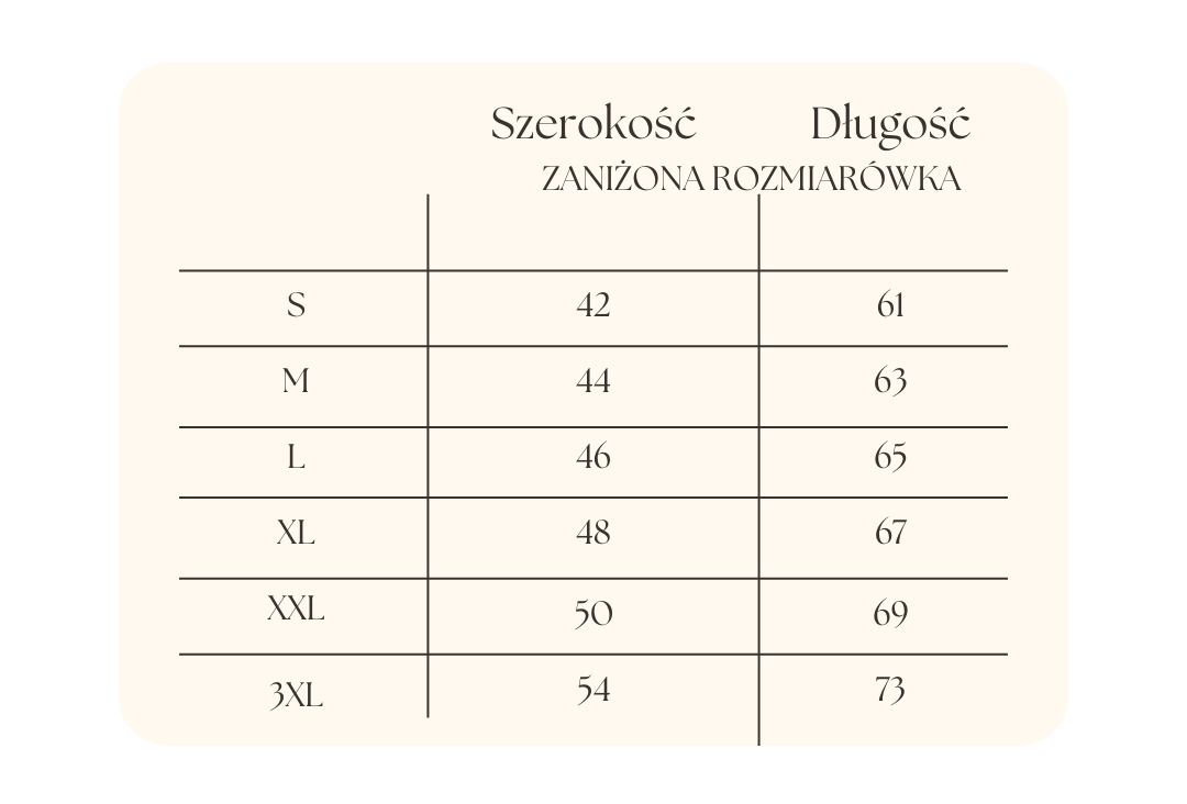 Tabela rozmiarów koszulka polo damska