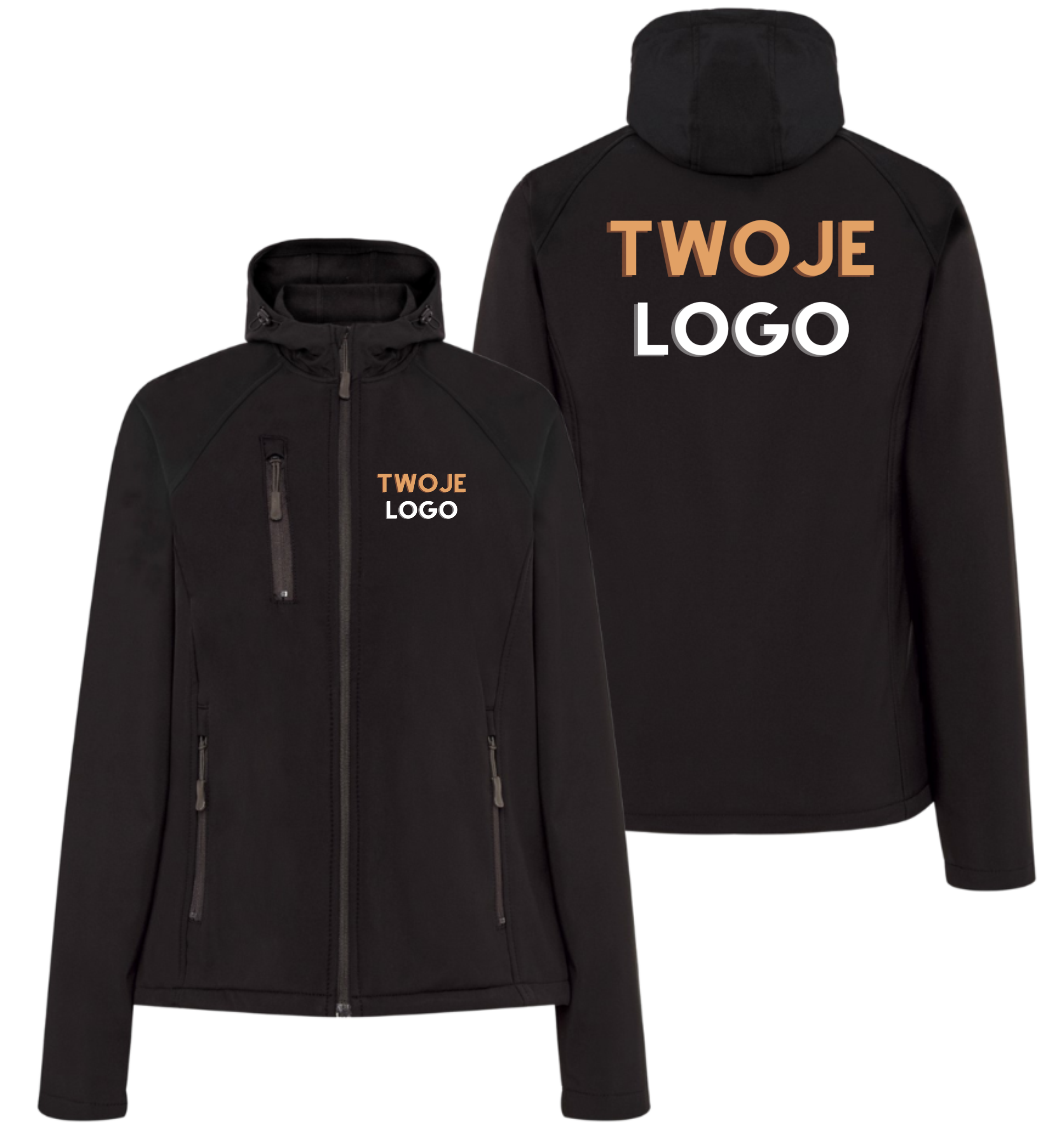 Kurtka softshell z kapturem damska z logo firmy