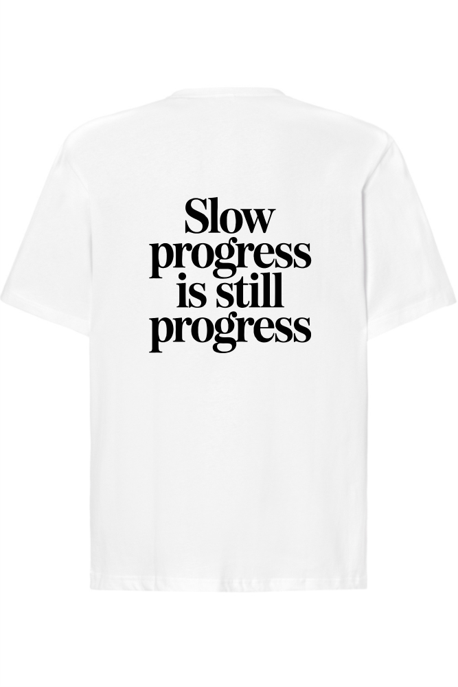 tshirt oversize biały slow progress